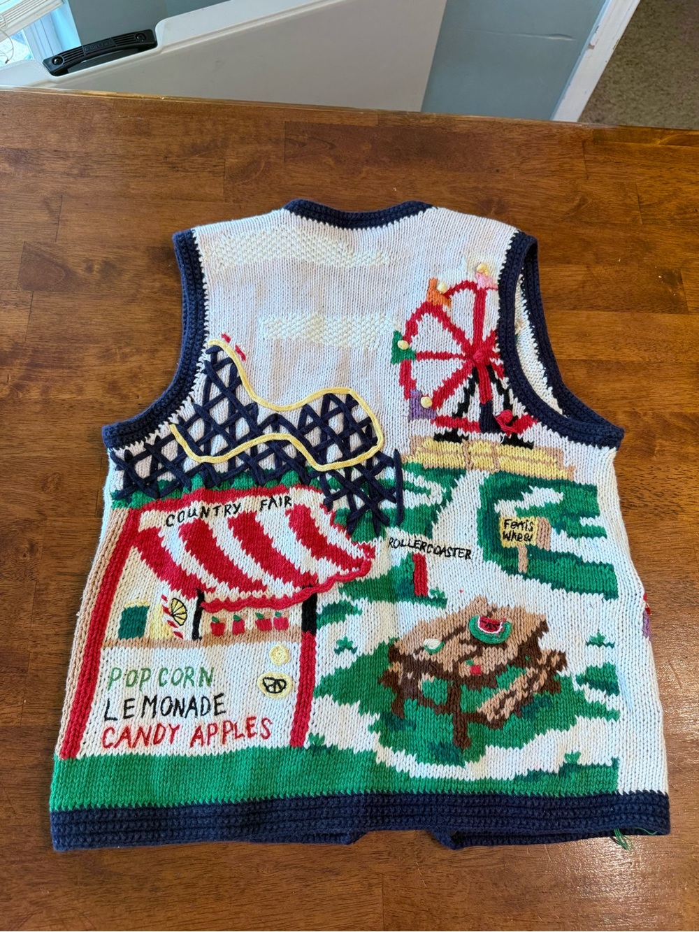Vtg 90s Eagle's Eye Farm Country Cow Festival Sweater Vest Grandmacore Cotton M - Picture 6 of 11